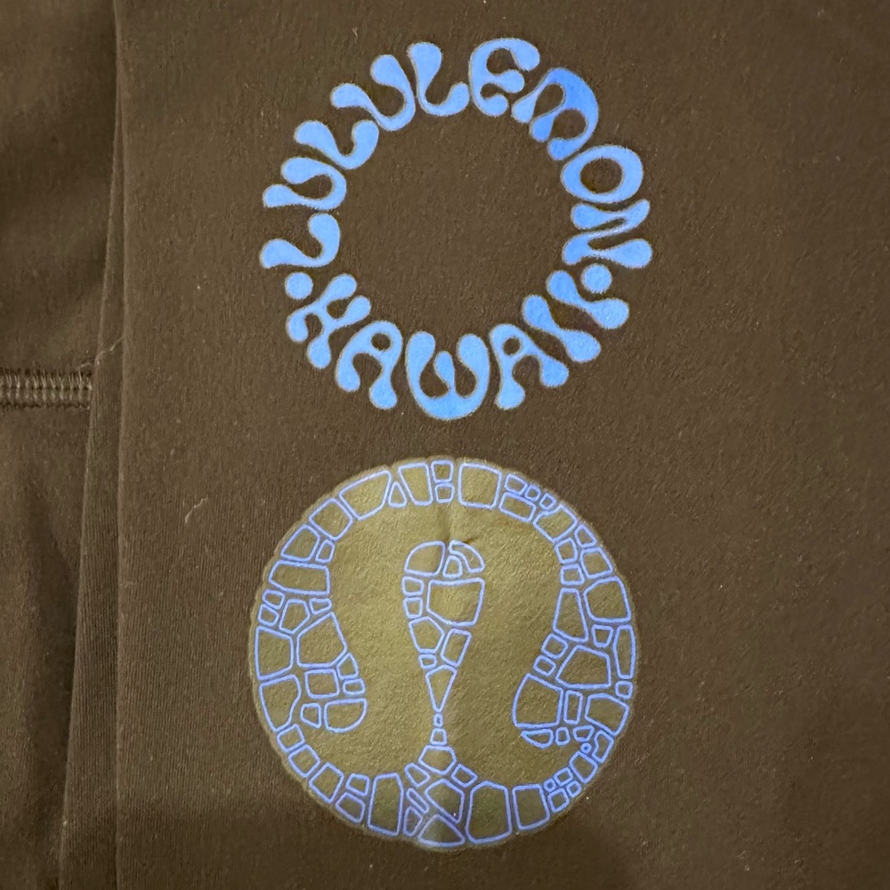 Lululemon Hawaii Aloha 🌺 Align Black Leggings with - Rare Blue Groovy Design 🤙